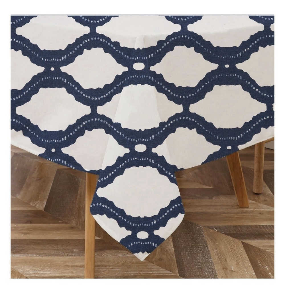 Majestic Giftware 100% Cotton Navy Tablecloth (H10) 200" x 65" NEW MSRP $182
